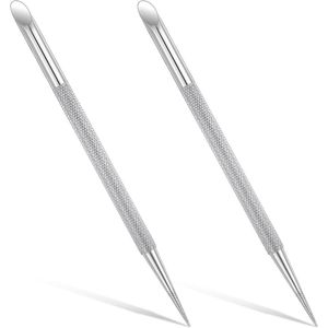 Nagelriemduwers set van 2 - Metalen nagelriemgereedschap voor nagels - Roestvrij stalen nagelriemduwer - Nagelpunteerstift - Professionele nagelriemverwijderaar gereedschap voor manicure en pedicure