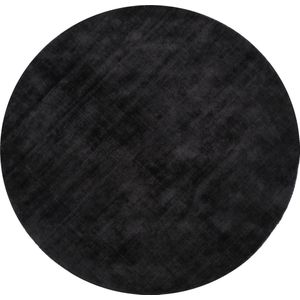 J-Line tapijt Rond Handgemaakt - viscose - zwart