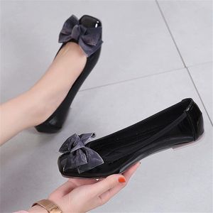 Provento - Casual Ballerina Flats met Vierkante Neus en Bow-Knoop, Memory Foam Dames Schoenen voor Dressy Look, Zwart, Maat 37.