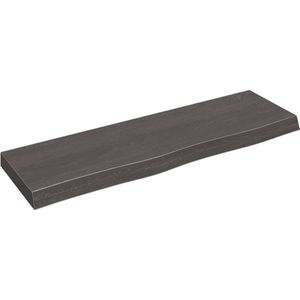 The Living Store Wandplank Rustieke Stijl - 100 x 30 x 6 cm - Massief Eikenhout - Donkergrijs