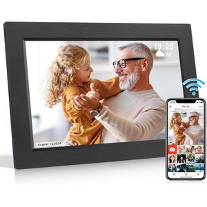 Digitale fotolijst met wifi-app - 10,1 inch HD touchscreen, foto en video delen op afstand