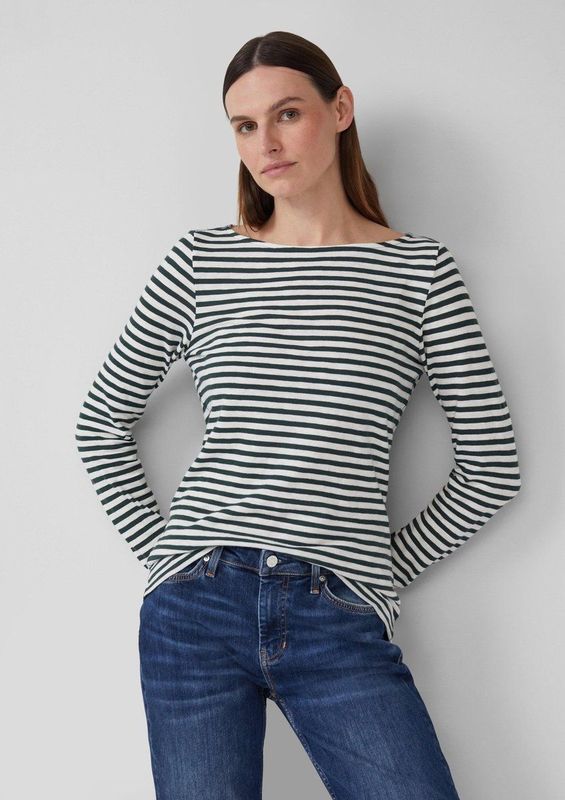 s.Oliver - Shirt - Wit - Slanke Pasvorm - Lange Mouw