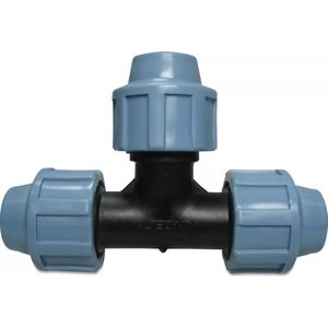 Unidelta T-stuk 90° PP 40 mm knel 16bar zwart/blauw DVGW/KIWA/WRAS