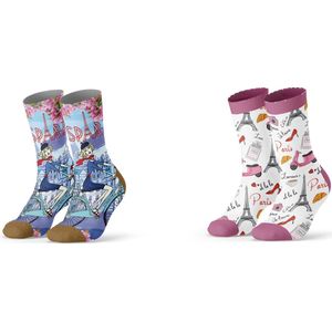 Sock My Feet geschenkdoos sokken dames 36 38 - cadeau voor vrouw - duurzaam - naadloos - Paris L'amour Parisienne