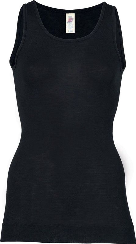 Dames Longtop - Lang Hemd van Zijde en Merino Wol - GOTS - Engel Natur zwart 34/36S