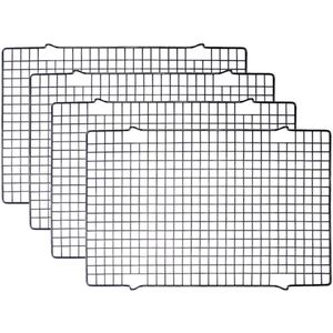 Tebery 4 Pack Cooling Racks Baking Rack, Carbon Steel Wire Rack for Roasting, Grilling, Cooking and Drying for Cake/Pizza/Meat, Dishwasher Safe, 40.5 x 25.5 x 2 cm