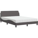 vidaXL - Bed - met - matras - kunstleer - grijs - 140x200 - cm