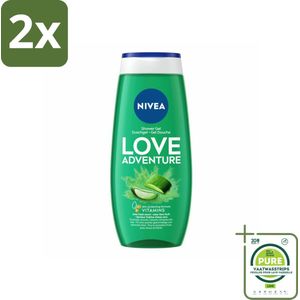 NIVEA Douchegel Love Nature 250 ml - Voordeelverpakking - 2 stuks - Douchegel - Verfrissend