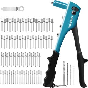 Libraton Popklinknageltangset, klinknageltangset, blindklinknageltang met 80-delige blindklinknagels en 4-delige HSS-boor, professioneel klinkgereedschap voor auto's, spoorwegen, meubels, instrument