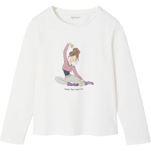 T-shirt met dansmotief voor meisjes met lange mouwen ecru