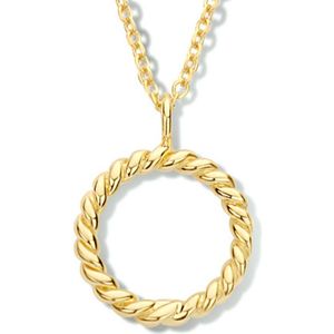 Collier Rondje 41 + 4 Cm Zilver Verguld (Geel)