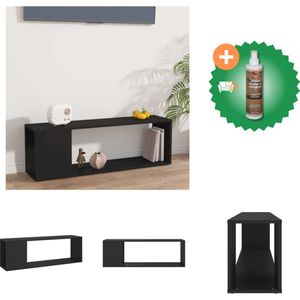 vidaXL Tv-meubel 100x24x32 cm spaanplaat zwart - Kast - Inclusief Houtreiniger en verfrisser