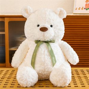 XXL teddybeer knuffelkussen voor kinderen - zacht pluche - wit - 30 cm .