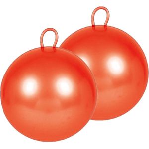 2x stuks skippybal rood 60 cm voor kinderen - Skippyballen buitenspeelgoed voor jongens/meisjes