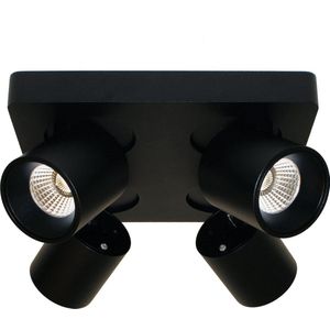 Plafondlamp Laguna 4L Zwart - LED 4x6W 2700K 4x540lm - IP20 - Dimbaar > spots verlichting led zwart | opbouwspot led zwart | plafondlamp zwart | spot led zwart | led lamp zwart | design lamp zwart