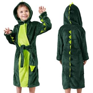 Badjas - Fleece - Kinderen - Dinosaurus - Met Capuchon