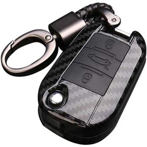 Inovra - Autosleutel Cover Case van Koolstofvezel Shell voor Peugeot en Citroen (Zwart) met Siliconen, Sleutelhanger, ABS - 75 characters