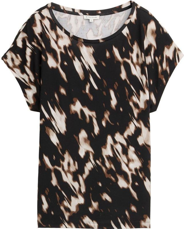 TOM TAILOR - Shirt - Beige - Normale Pasvorm - Kwartmouw