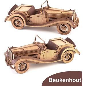 Tree D Puzzle Vintage Auto Modelbouwset - Thoroughbred Auto 3D Puzzelset Idee - Breinbreker Puzzels – Beukenhouten 3D Puzzel Modelbouwsets voor Volwassenen - Model Auto Bouwpakketten
