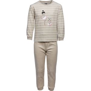 Outfitter velours meisjes pyjama - Ballet - 92 T/M 116 - 92 - Taupe