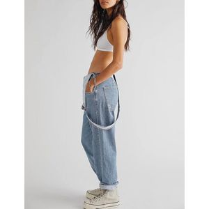 Casual Denim Jean-overalls voor dames - Loose fit, Verstelbare Bandjes, Baggy Tuinbroek