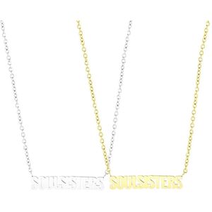 Lucardi Dames Kettingen plated Soul sisters - Staal - Ketting - Cadeau - 5 cm - Zilver- en Goudkleurig