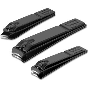 Nagelknipperset van zwart mat roestvrij staal voor vingernagels, dikke teennagels en ingegroeide nagels, perfecte 3-delige nagelknipper voor mannen en vrouwen (zwart) Zwart