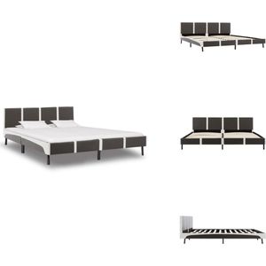 vidaXL Bedframe - Bedframes - Bed - Bedden - Bedframe kunstleer grijs en wit 180x200 cm