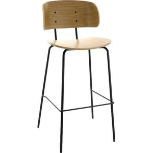 RoomForTheNew Barkruk M1- Barkruk - Barkruk - bar kruk - hoge stoel - barkrukken met rugleuning - Barkruk zwart - barkruk industrieel - Stoel - Stoel met rugleuning - Zwarte stoel - Kruk - Kruk zwart - Zwarte barkruk