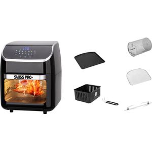 Swiss Pro+ Power Multi-Function Deluxe Airfryer 12L 9 in 1 volledige accessoires Fryer Airfryer XXL Airfryer Groot Touch Screen / Digitaal Heteluchtoven Hetelucht Friteuse, Oven Grill Droger Rotisserie Spies Voor het hele gezin TouchBlack Edition