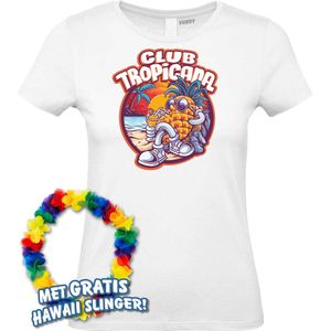 Dames t-shirt Tropical Holiday | Toppers in Concert 2024 | Club Tropicana | Hawaii Shirt | Ibiza Kleding | Wit Dames | maat XXXL