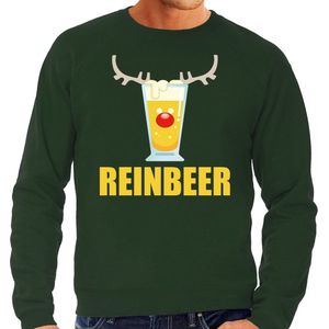 Grote maten foute kersttrui / sweater gewei met bierglas - Reinbeer - groen voor heren - Kersttruien / Kerst outfit XXXL