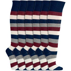 Gestreepte kniekousen | Heren kniekousen | Merk: Socks4Fun | Maat: 43 t/m 50 | Kleur: Rood Blauw | 6 Paar