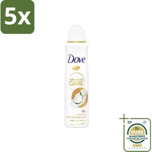 5 x Dove Deodorant Spray - Advanced Care - Kokos & Jasmijnbloem - 150 ml - Grootverpakking - Dove Deodorant Spray - Kokos En Jasmijn - Anti-transpirant Spray - Okselhuid Verzorging - Zweetbehandeling