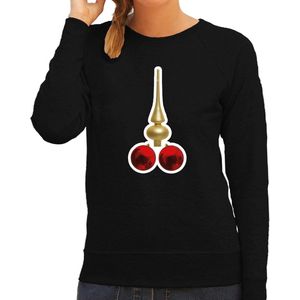 Bellatio Decorations foute humor Kersttrui kerstballen - sweater - zwart - dames XS