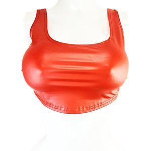 Top - Maat S/M -wetlook crop Top shirt Rood