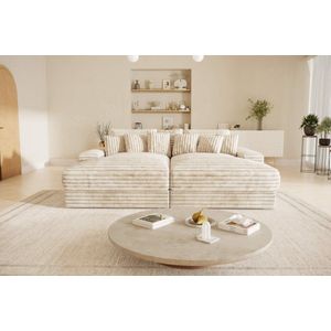 Bigsofa American jmb medium- beige- dikke ribstof- seatsandbeds