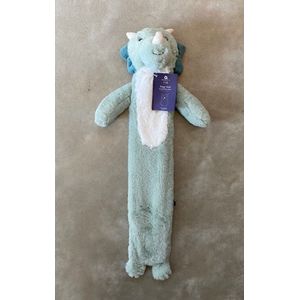 Aroma Home warmwaterkruik dino 55x9 cm - kruik XL met afneembare pluche dino hoes - hot water bottle - dino groen