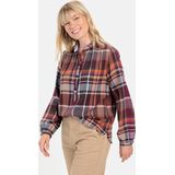 Blouse - Ruitpatroon - Katoen - Opstaande Kraag - Verstelbare Manchetten