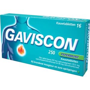 Gavison Pepermunt Kauwtabletten 250 mg - Maagzuurremmers - 2 x 16 stuks