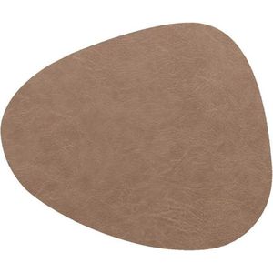 Unique Living - Placemat Floris - Rond - Polyester - Taupe - 39x30,5cm