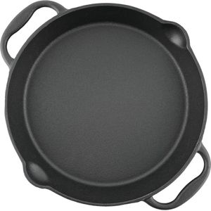 Gietijzeren grillpan met twee handgrepen en twee schenktuiten - Serveerpan - Diameter 20 cm