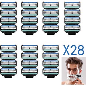 Taajirun - Scheermesjes mannen - Geschikt voor Gillette Mach 3 - 28 vervangmesjes / scheermesjes navulverpakking - Razor blade - Ontwikkeld voor de gevoelige huid