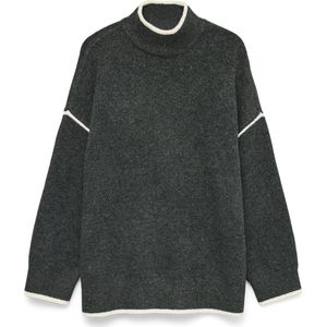 Vero Moda - Vmfan Ls Highneck Pullover - Grijze Trui - Dames