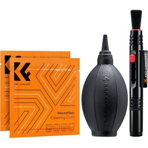 K&F 4in1 Camera Lens Reinigingsset met Schoonmaakpen, Microfiber Schoonmaakdoekjes & Luchtblazer