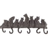 Clayre & Eef Wandkapstok 6 haken Katten 36x5x16 cm Bruin Ijzer