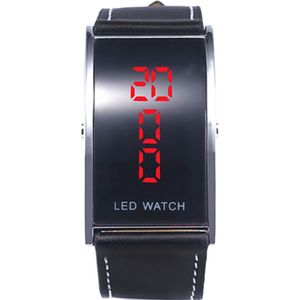 WiseGoods WS675 Luxe LED Horloge Heren - Mannen Horloges - Sieraad Man - Sieraden - Cadeau - Kleding Accessoires - Leder Zwart