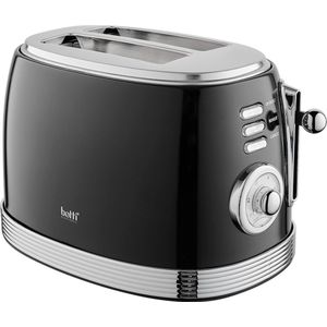 Botti Royal Line 3 in 1 professionele broodrooster - toaster -  toasten / verwarmen / ontdooien - 850W - zwart  - roosterinstelling met 6 standen - klassiek design