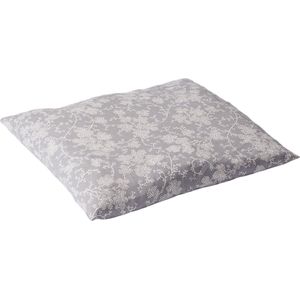 D&L Druivenpitkussen Classico - 27 x 25cm - Grijs met Witte Bloemen