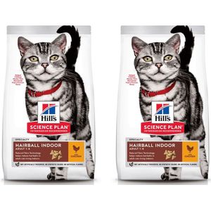 2x Hill's - Science Plan Feline Adult Hairball Indoor - Kattenvoer Droogvoer - Kip - 2 x 3 kg